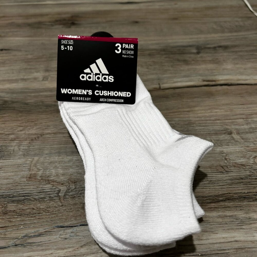 Adidas Women's 3-Pack Classic Cushioned No Show Socks | Size 5-10